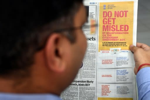 The ruling right-wing government also carried an advertisement across all national dailies, with a "myths vs facts" explainer to show the law was not against India's 200 million Muslims