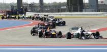 Mercedes Formula One driver Lewis Hamilton (R) of Britain makes a turn during the Austin F1 Grand Prix at the Circuit of the Americas in Austin November 17, 2013.