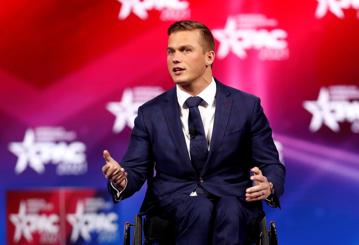 <p>U.S. Rep. Madison Cawthorn of North Carolina speaks at the Conservative Political Action Conference (CPAC) in Orlando, Florida, U.S. February 26, 2021. </p> (REUTERS/Octavio Jones)