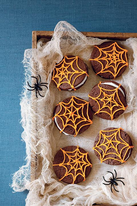 Chocolate Spiderweb Sandwich Cookies