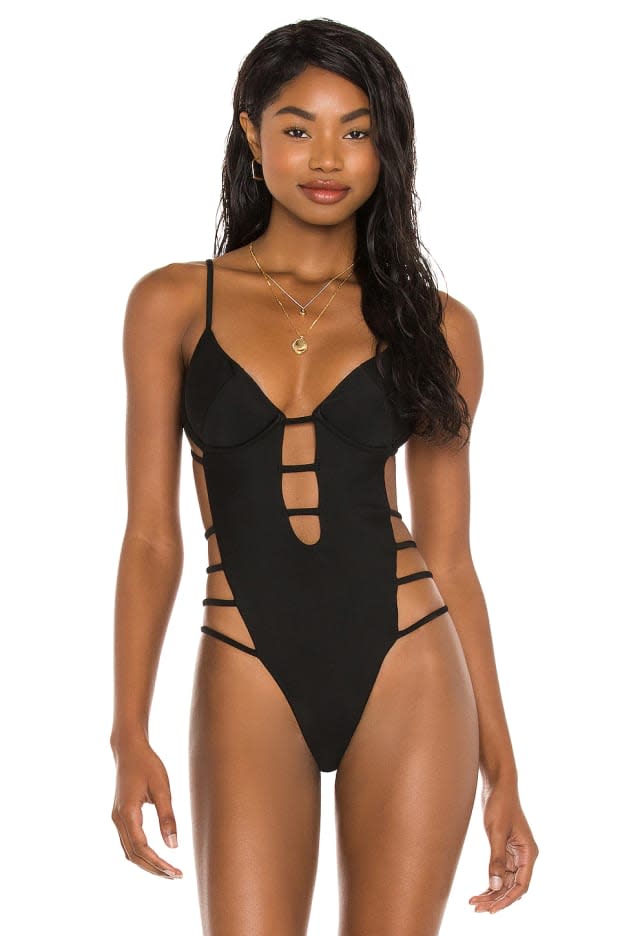 Strappy Monokini One-Piece Swimsuit in Parting Wave