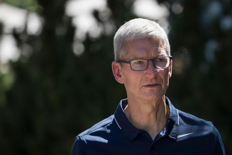 Apple CEO Tim Cook spoke about the Qualcomm dispute during an earnings call. Photo by Drew Angerer/Getty Images