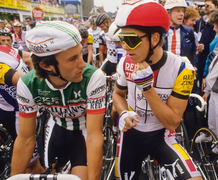 <span class="article__caption">Boyer and Lemond, shown here at the 1986 Coors Classic, were the first Americans to race Paris-Roubaix.</span> (Photo: David Madison/Getty Images)