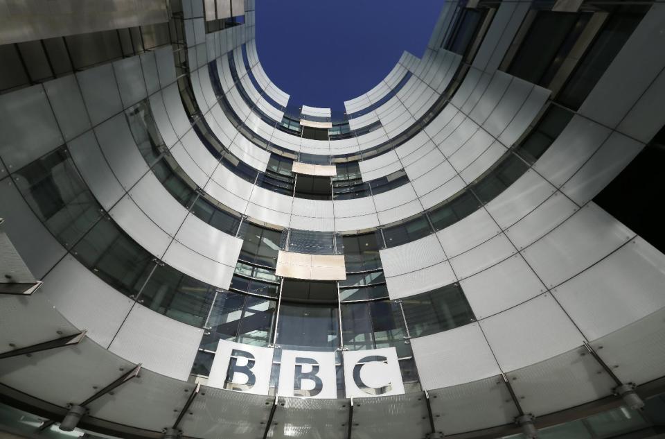 A general view of the BBC headquarters in London, Sunday, Nov, 11, 2012. The head of the BBC's governing body said Sunday the broadcaster needs a radical overhaul following the resignation of its chief executive in wake of a scandal over a botched report on child sex-abuse allegations. Chris Patten vowed to restore confidence and trust in the BBC, which is reeling from the resignation of George Entwistle and the scandals prompting his ouster. Entwistle resigned Saturday night amid a storm of controversy after a news program wrongly implicated a British politician in a child sex-abuse scandal, deepening a crisis sparked by revelations it decided not to air similar allegations against one of its own stars.(AP Photo/Alastair Grant)