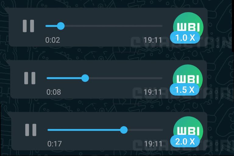 Así luce la nueva función que permite acelerar los mensajes de voz en WhatsApp, según una serie de capturas de pantalla publicadas por WABetaInfo