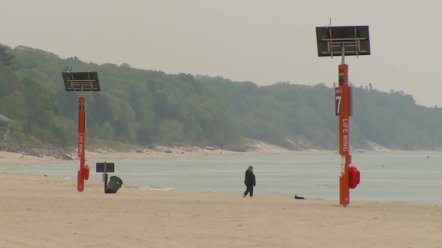 New emergency towers at Grand Haven State Park. (May 14, 2024)