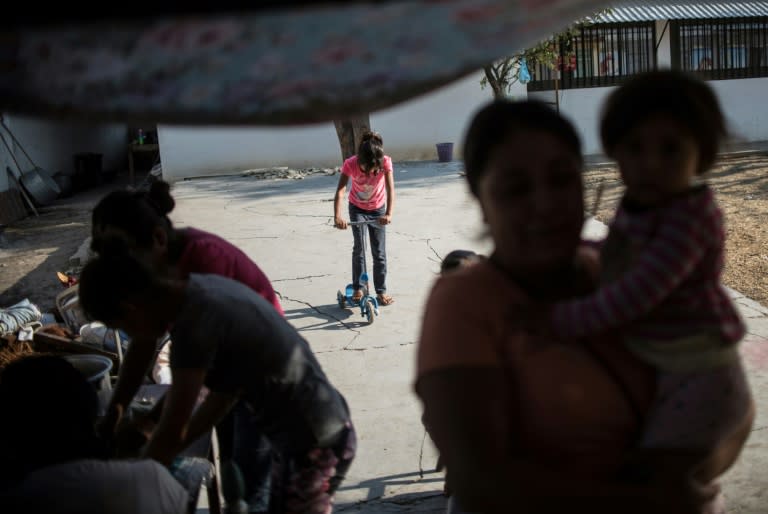 People living in an improvised shelter in Apaxtla de Castrejo, Guerrero State, Mexico; the state registered 2,318 murders last year making it the most violent in the country