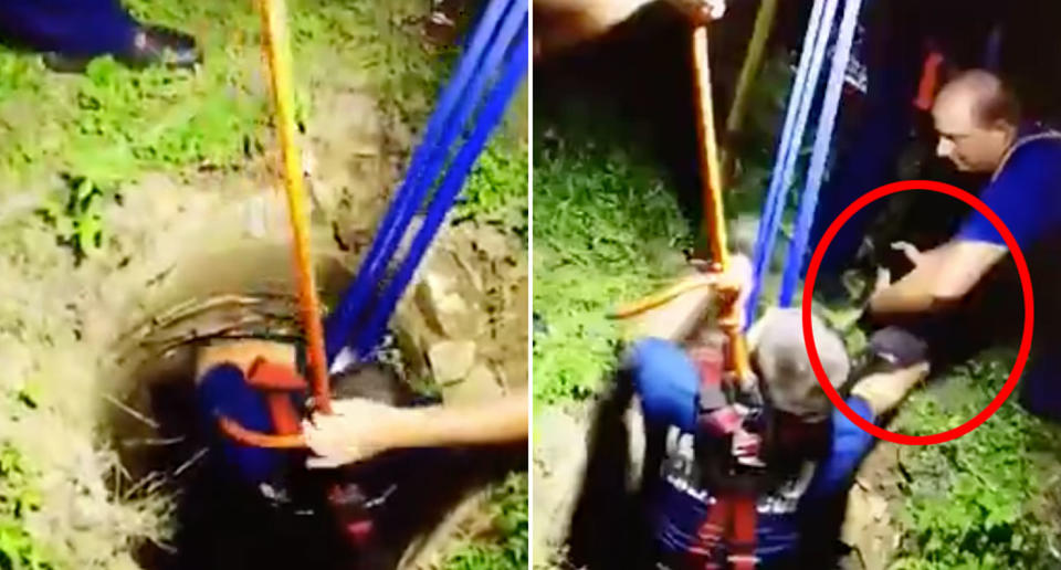 Hazel, the dog, was rescued by Waco Fire Department from an abandoned nine-metre well in Texas. Source: Storyful