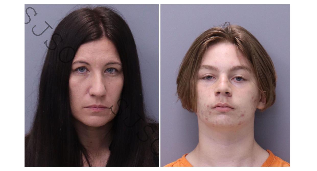 Crystal Smith, left, was charged Saturday with tampering with evidence in the case of her son, Aiden Fucci, who is accused of first-degree murder.