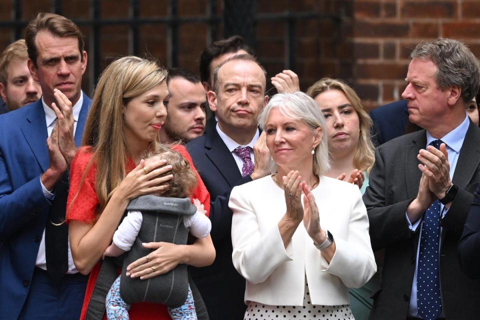 Boris Johnson’s wife, Carrie, and cabinet minister Nadine Dorries outside No 10 (Getty Images)