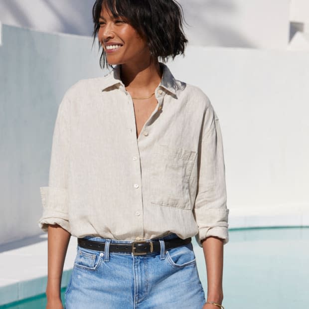 <p>AYR Linen Long-Sleeve Button Down Shirt, $165, <a href="https://rstyle.me/+KdkcuDrWr2eBPaz7Vcy-Pg" rel="nofollow noopener" target="_blank" data-ylk="slk:available here;elm:context_link;itc:0;sec:content-canvas" class="link ">available here</a> (sizes XS-XL)</p>