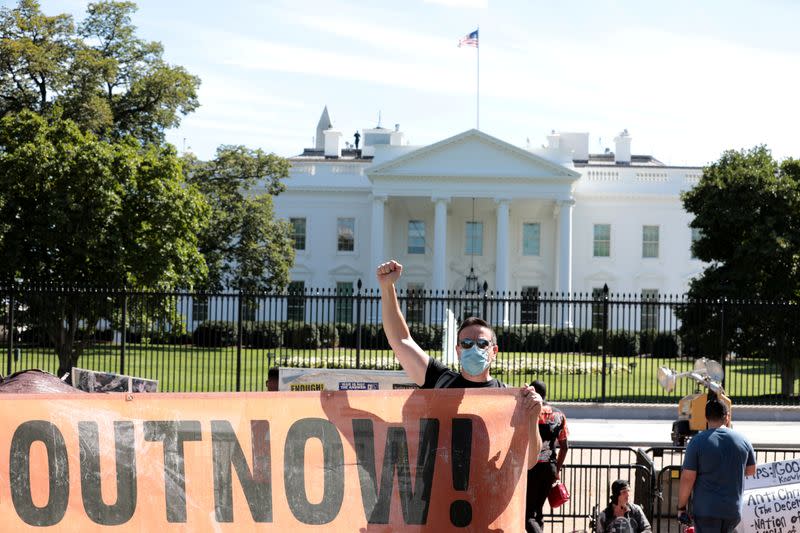 FILE PHOTO: Anti-Trump and Pence protest at Black Lives Matter Plaza