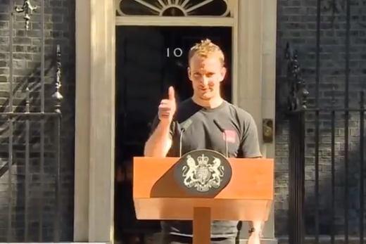 Handsome ‘podium guy’ outshines Theresa May at resignation speech