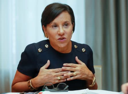 U.S. Commerce Secretary Penny Pritzker speaks during an interview with Reuters in Kiev, Ukraine, September 29, 2016. REUTERS/Valentyn Ogirenko