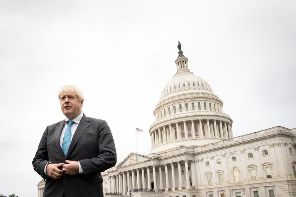 Prime Minister Boris Johnson arrives at the Capitol Building in Washington DC (Stefan Rousseau/PA) (PA Wire)