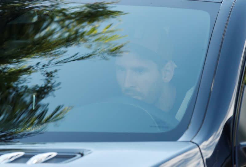 Lionel Messi a su llegada al entrenamiento del FC Barcelona en la Ciutat Esportiva Joan Gamper, Barcelona, España