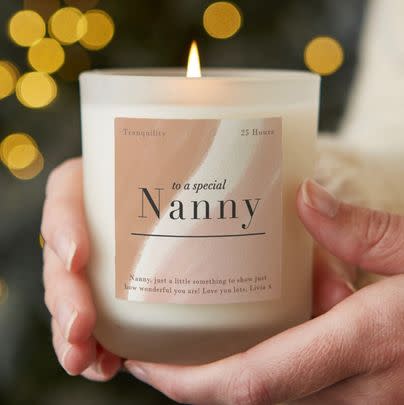 Send her this gorgeous soy wax candle with a personal message on the label