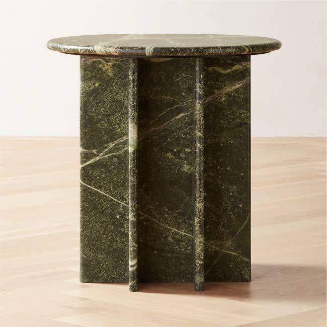 <p><a href="https://go.redirectingat.com?id=74968X1596630&url=https%3A%2F%2Fhavenly.com%2Fproducts%2Fdetails%2FPasar-Round-Green-Marble-Side-Table-CB2-125342163&sref=https%3A%2F%2F" rel="nofollow noopener" target="_blank" data-ylk="slk:Shop Now;elm:context_link;itc:0;sec:content-canvas" class="link ">Shop Now</a></p><p>Pasar Round Green Marble Side Table</p><p>$999.00</p><p>havenly.com</p>