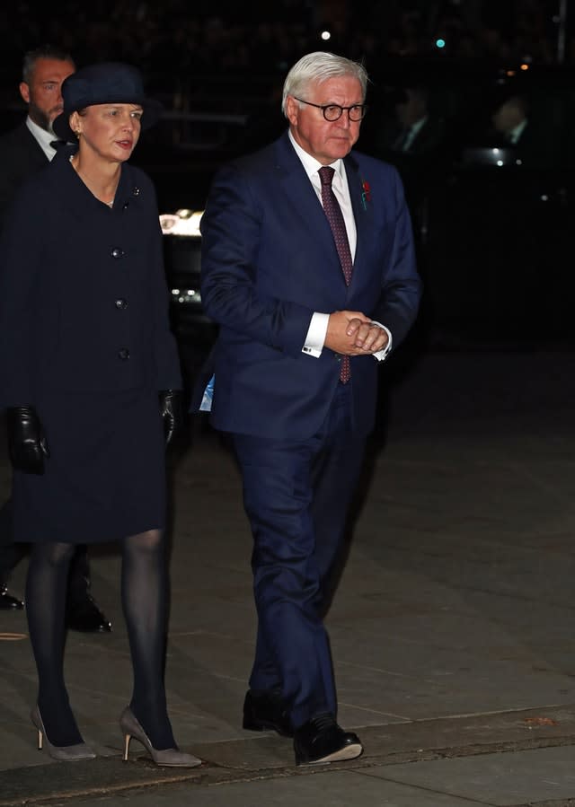 German President Frank-Walter Steinmeier and his wife Elke Budenbender arrive at the abbey