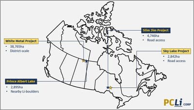 Figure 1 - Map of Pan Canadian Lithium Projects (CNW Group/Targa Exploration Corp.)