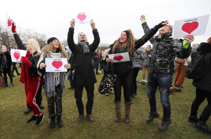 Protest against COVID-19 restrictions in Amsterdam