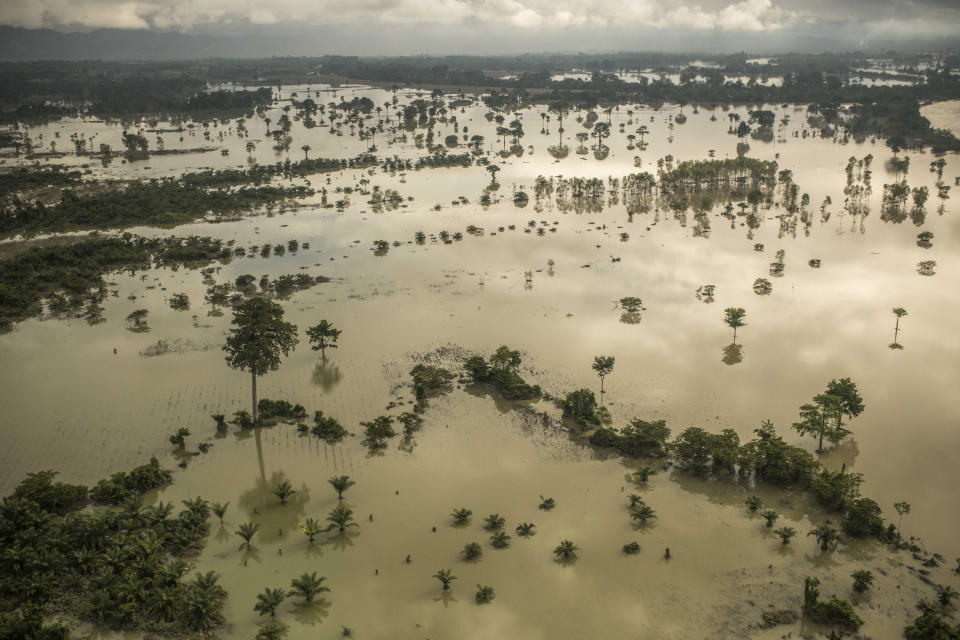 Una vista de las vastas inundaciones en Guatemala, luego de que los huracanes Eta e Iota azotaran ese país el mes pasado. (Daniele Volpe/The New York Times)