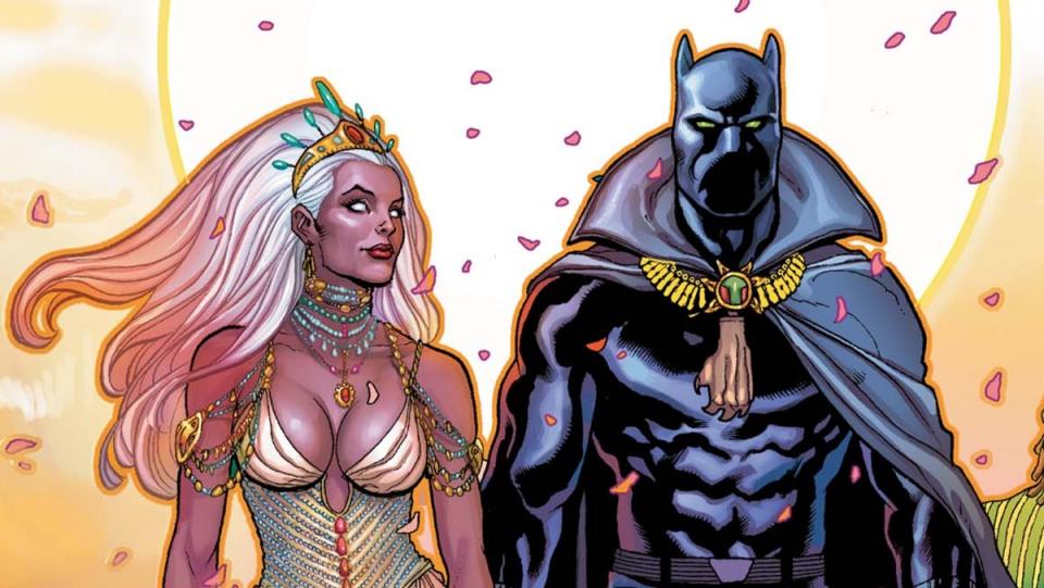 Black Panther and Storm as the Wakandan Royal Couple.