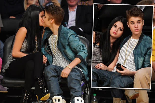 … einem Basketballspiel. Justin und sein Bieber-Weibchen haben sich eben zum Knuddeln gern! (Bilder: Getty Images)