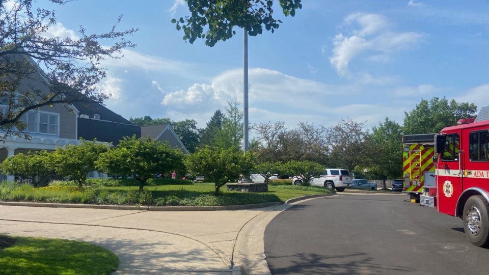 Firefighters respond after a ceiling collapse at Egypt Valley Country Club on June 21, 2024.