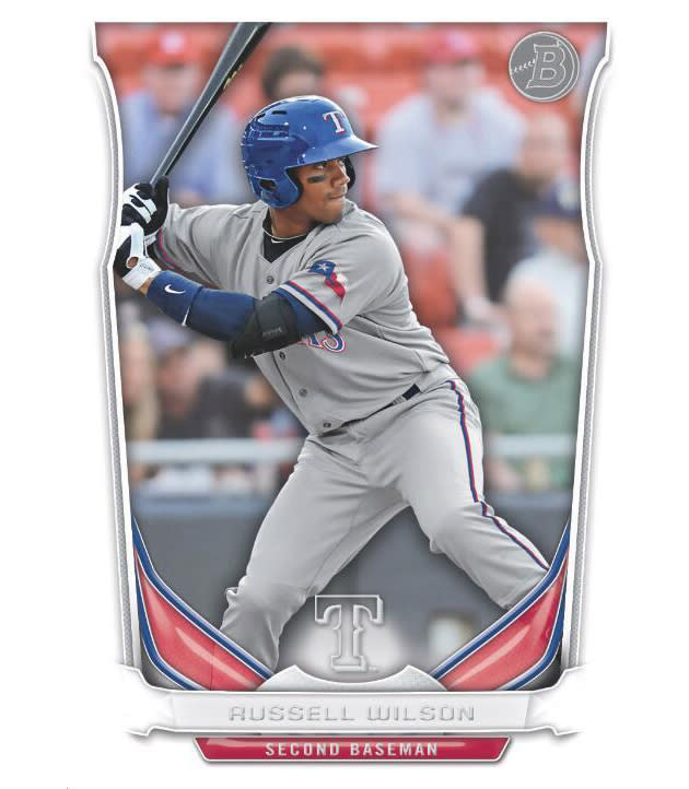 Russell Wilson will be featured on a Topps baseball card as a Texas Ranger