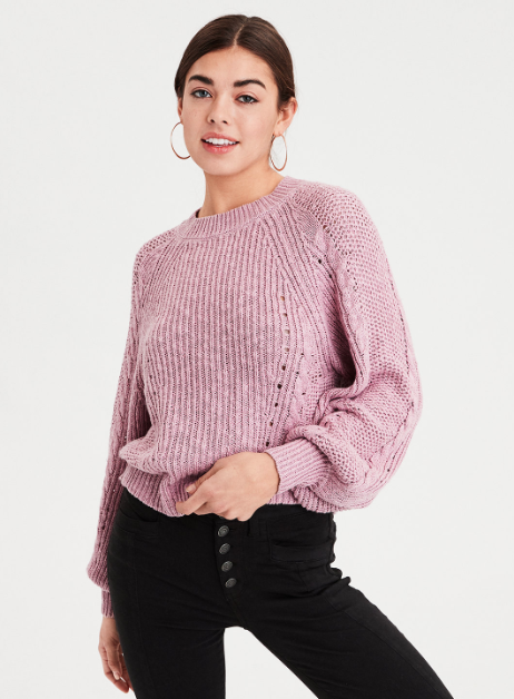 <a href="https://fave.co/2QKGNAF" rel="noopener" target="_blank" data-ylk="slk:Chunky cable knit pullover only $24;elm:context_link;itc:0;sec:content-canvas" class="link ">Chunky cable knit pullover only $24</a>. Image via American Eagle.