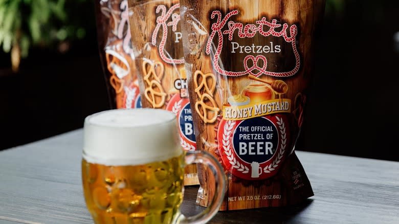 Knotty Pretzels and beer glass