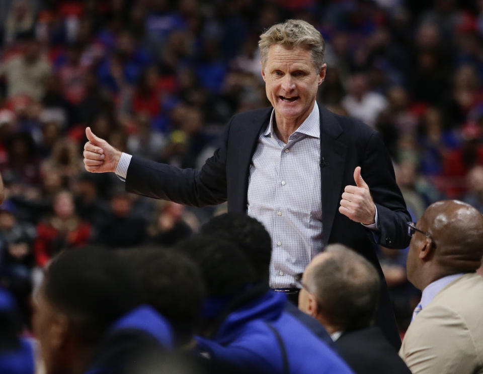 Warriors coach Steve Kerr is fortunate he only had to deal with a debilitating back injury instead of Lavar Ball. (AP)
