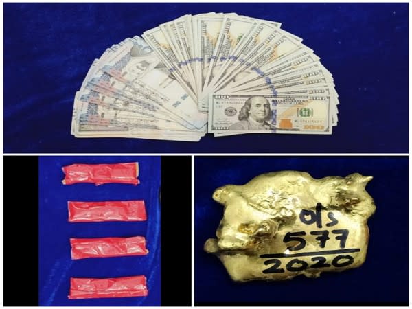 Gold and other valuables worth Rs. 18.5 lakhs seized at Chennai International Airport (Photo ANI/Twitter)