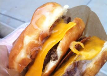 Donut Burger with Bacon & Cheese at Eli's Donut Burgers, Minneapolis