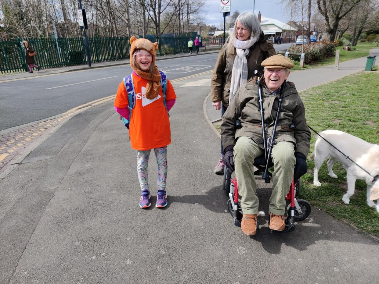 the schoolgirl was joined by her grandfather, Geoffrey Ridley, on one of the walks (Family handout/PA)