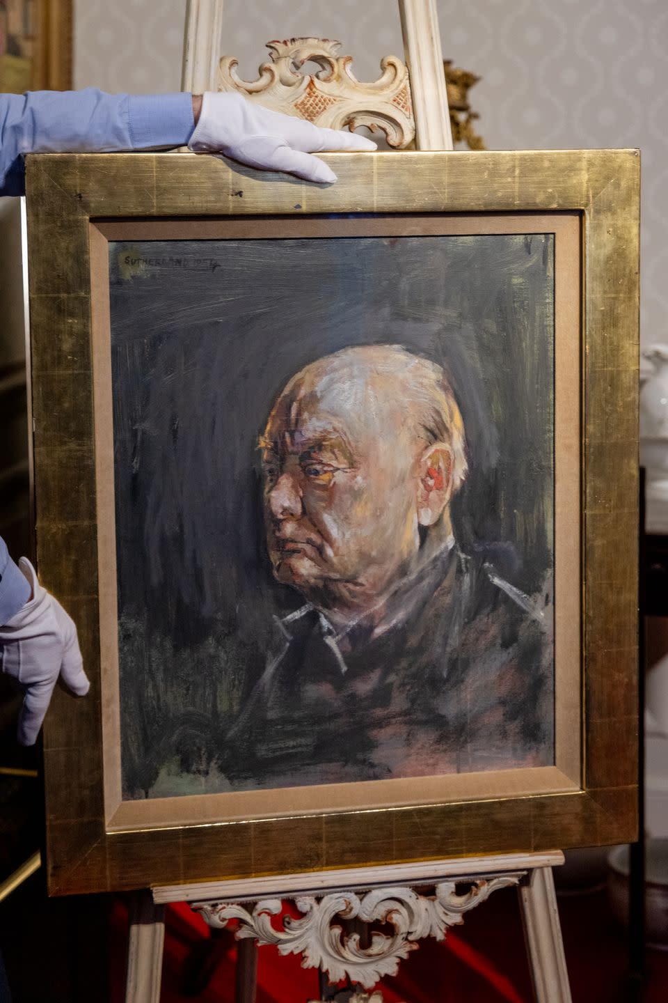 woodstock, england april 16 one of the best surviving portraits of sir winston churchill by graham sutherland is unveiled at blenheim palace on april 16, 2024