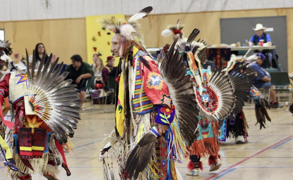 Anthony smiles as he dances at the Rita Rose Anthony 2nd Annual powwow. Photo by Dionne Phillips