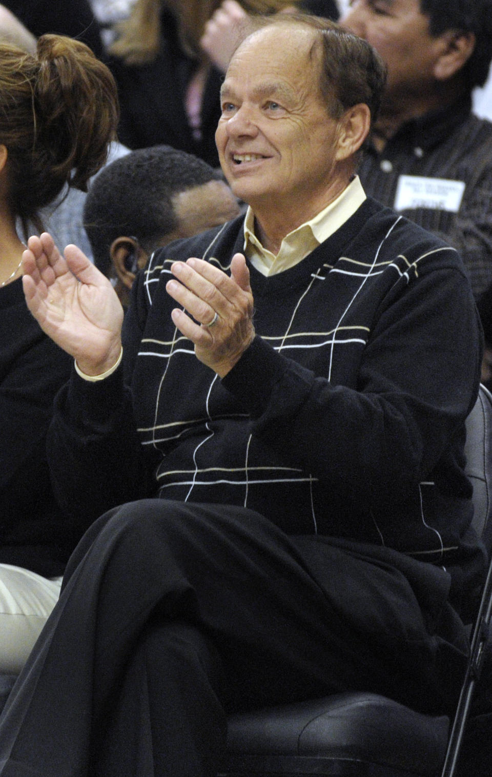 FILE - In this March 19, 2008, file photo, Minnesota Timberwolves owner Glen Taylor applauds his team during Minnesota's 98-94 win over the Memphis Grizzlies in an NBA basketball game in Minneapolis. Publisher Michael Klingensmith announced Tuesday, April 1, 2014, that Taylor has signed a letter of intent to buy the Minneapolis Star Tribune. (AP Photo/A.J. Olmscheid, File)