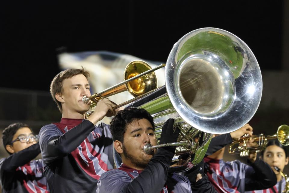 Logan Jewett (second from left), a band student from La Quinta High School, will perform in the 2023 Macy's Thanksgiving Day Parade.