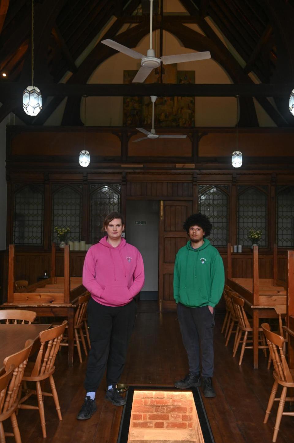 Eastern Daily Press: Alex and Carlton, Emmaus Norfolk & Waveney companions, inside the newly refurbished refectory Picture: Sonya Duncan