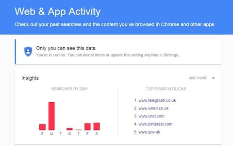 Google web and app activity - Credit: Google