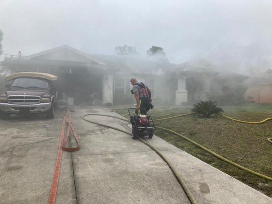 A dryer fire in Lehigh Acres Saturday displaced 13 people, including 11 children. The Lehigh Acres Fire Control and Rescue District said no injuries were reported.