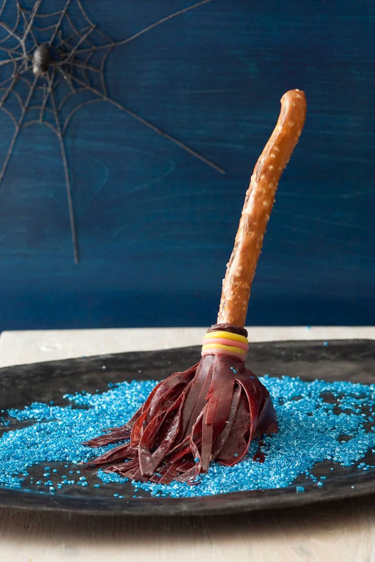 <p>A little savory, a little sweet, these candy brooms will delight all the Halloween party goers.</p><p>Get the <strong><a href="https://www.womansday.com/food-recipes/food-drinks/recipes/a11453/enchanted-brooms-recipe-122715/" rel="nofollow noopener" target="_blank" data-ylk="slk:Enchanted Brooms recipe" class="link ">Enchanted Brooms recipe</a></strong>.</p>