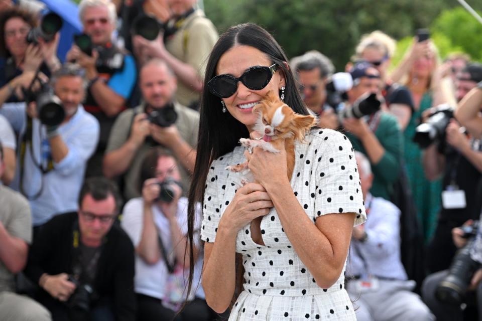 Demi Moore attends the ‘The Substance’ photocall at the 77th annual Cannes Film Festival on Monday (Getty Images)