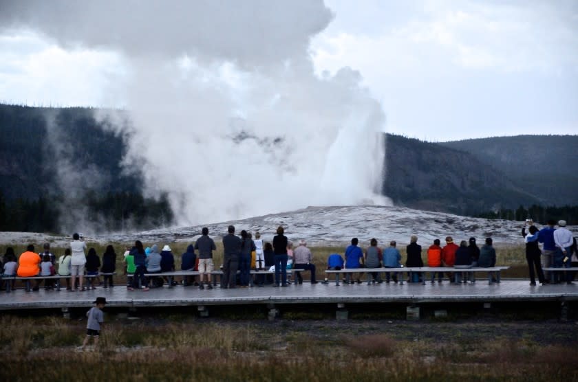 The marquee attraction of Yellowstone National Park, Old Faithful geyser goes off about every 90 minutes. Eruptions can last from 90 seconds to five minutes.