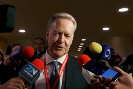 Canada's NAFTA negotiator Steve Verheul talks to reporters during a break in the fifth round of NAFTA talks involving the United States, Mexico and Canada, in Mexico City, Mexico, November 20, 2017. REUTERS/Ginnette Riquelme