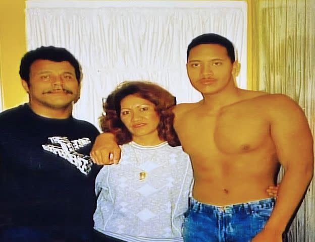 <p>Dwayne Johnson Instagram</p> Dwayne Johnson with his parents Ata and Rocky Johnson.