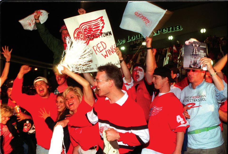 Red Wings fans partied the night away outside Joe Louis Arena after the franchise’s 42-year Stanley Cup drought ended on a warm June night.