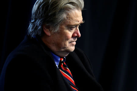 White House Senior Advisor Steve Bannon attends a roundtable discussion held by U.S. President Donald Trump with auto industry leaders at the American Center for Mobility in Ypsilanti Township, Michigan, U.S., March 15, 2017. REUTERS/Jonathan Ernst